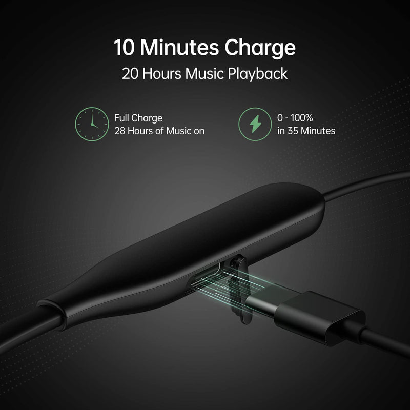 OPPO Enco M32 Bluetooth Wireless in Ear Earbuds with Mic,10 Mins Charge - 20Hrs Music Fast Charge, 28Hrs Battery Life,10mm Driver, IP55 Dust & Water Resistant (Black)