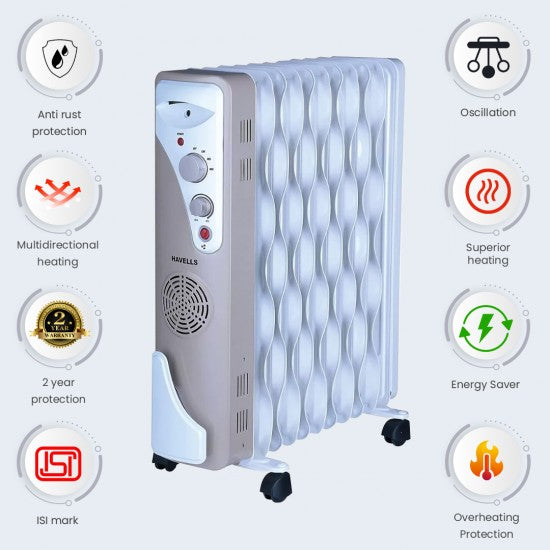 HAVELLS OFR 15 Beige (GHROFBZC290) 2900 watt Oil Filled Room Heater