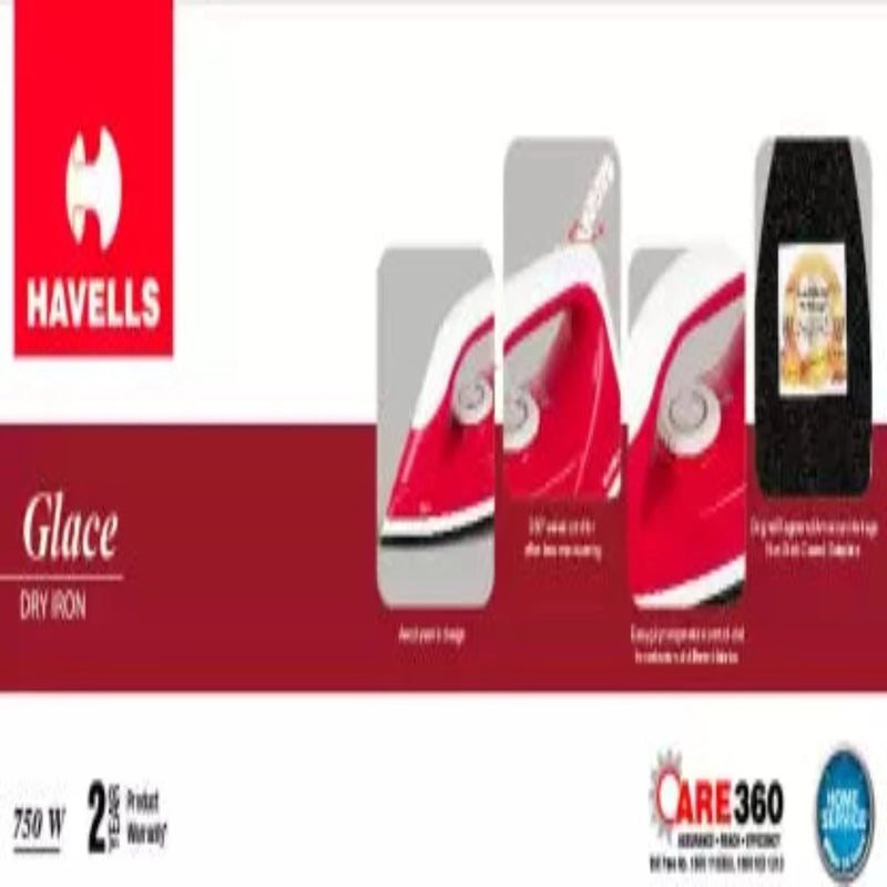 HAVELLS GLACE RUBY 750 W Dry Iron  (Red)