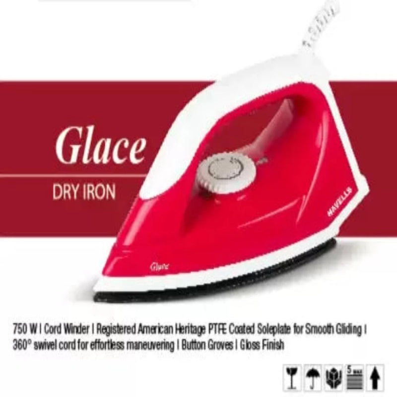 HAVELLS GLACE RUBY 750 W Dry Iron  (Red)