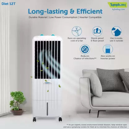 Symphony 12 L Room/Personal Air Cooler  (White, Diet 12T)