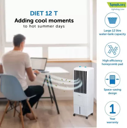 Symphony 12 L Room/Personal Air Cooler  (White, Diet 12T)