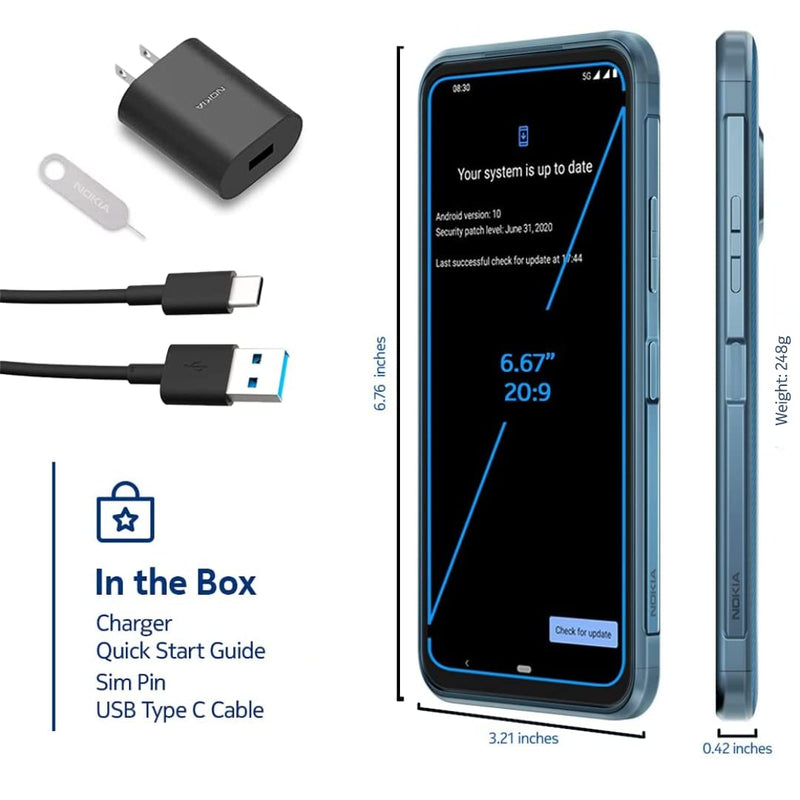 Nokia XR20 5G, IP68 & Military-Grade casing, Corning Gorilla Glass Victus, 6GB RAM/128GB Storage, Blue